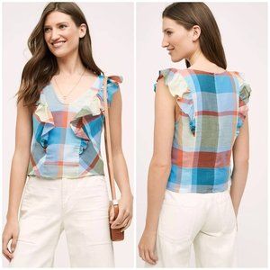 Maeve Anthropologie Ruffle Sleeve Top